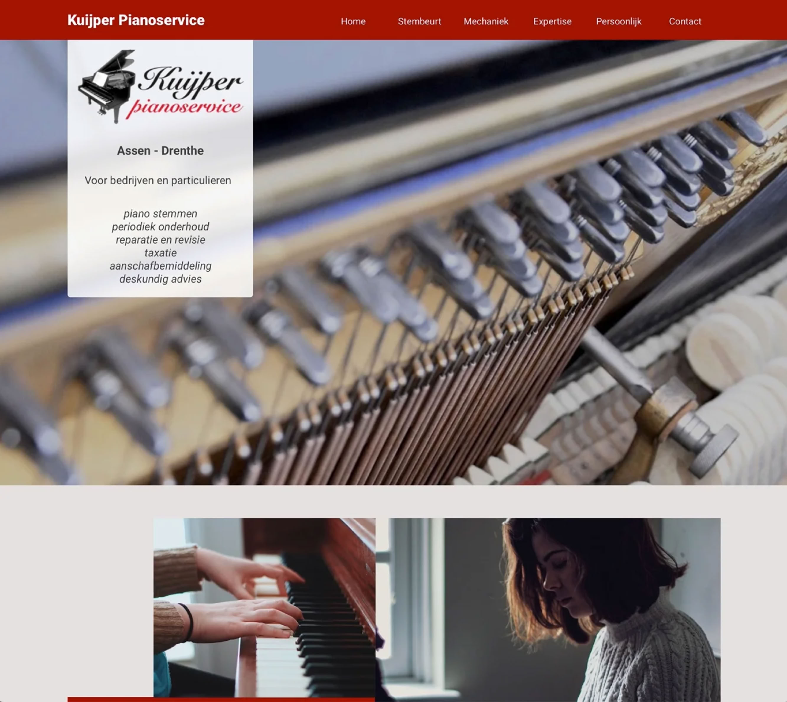 Homepage part of the Kuijper Pianoservice Assen website